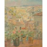 JULIÁN GRAU SANTOS (Canfranc, Huesca, 1937)."Sunset in Cuenca".Oil on canvas.Signed on the lower