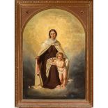 EUSEBIO VALLDEPERAS MERICH (Barcelona, 1827-Madrid, 1900)."Virgin of Mount Carmel. Rome, 1858.Oil on