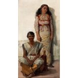 JOSÉ NIN Y TUDÓ (El Vendrell, Tarragona, 1840 - Madrid, 1908)."Arab couple".Oil on canvas.Signed