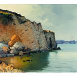 ANTONI ROS Y GÜELL (Barcelona, 1877 - Badalona, 1954)."Coastal landscape".Oil on canvas.Signed and
