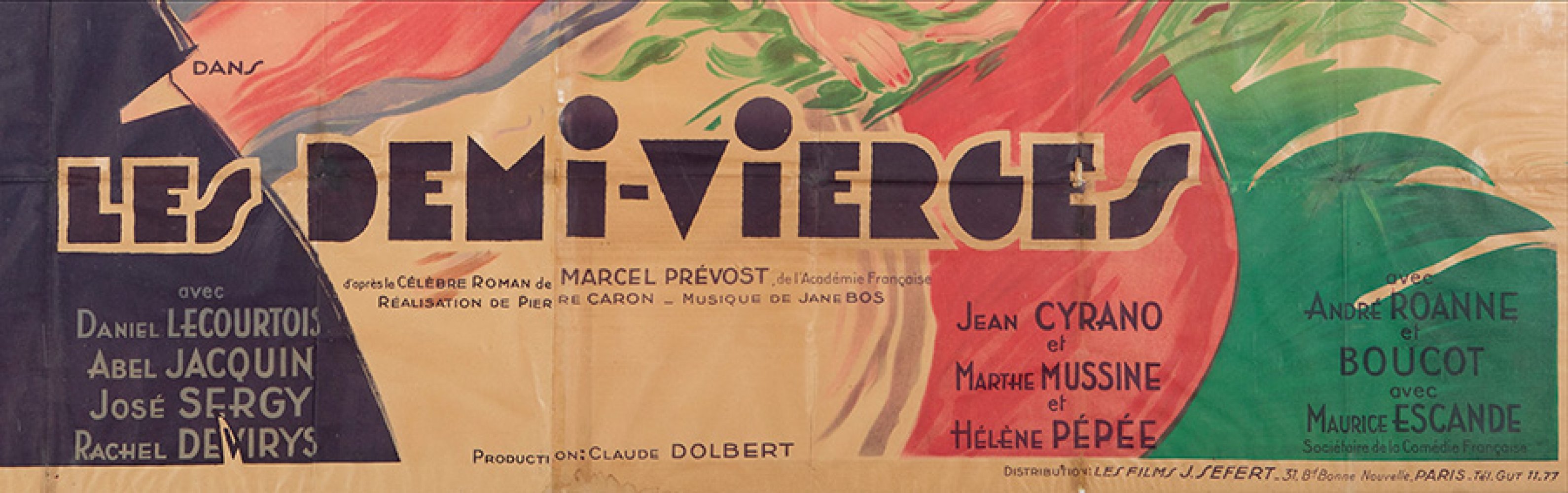 French school, ca.1935."Les Demi-vierges.Lithograph poster.Sizes: 159 x 233 cm; 162,5 x 236,5 cm ( - Bild 3 aus 6