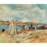 EMILIO GRAU SALA (Barcelona, 1911 - Paris, 1975)."Day at the beach".Oil on canvas.Signed in the