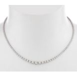 Necklace made in 18k white gold.Model rivière mounted with diamonds, brilliant cut, colour H-I,