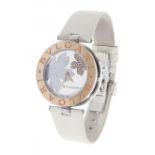 BVLGARI mod. B.Zero1 Lady, ref. BZ35S L4897.Steel and 18 kt gold case. White circular sphere with