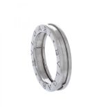 BVLGARI ring in 18 kts white gold model B.Zero1. Model like a gas tube with a profile decorated on