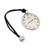Pocket watch by ROCA jewellers. Oval case in silver. Manual winding movement. Measurements: 48 x