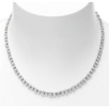 Rivière degradé necklace in platinum, made at the end of the 70s. Model articulated with diamonds,