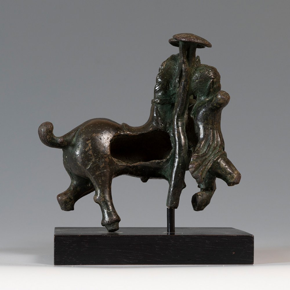 Applique for chariot with horse and rider; Rome, 2nd-3rd century AD.Bronze.Attached - Image 3 of 4