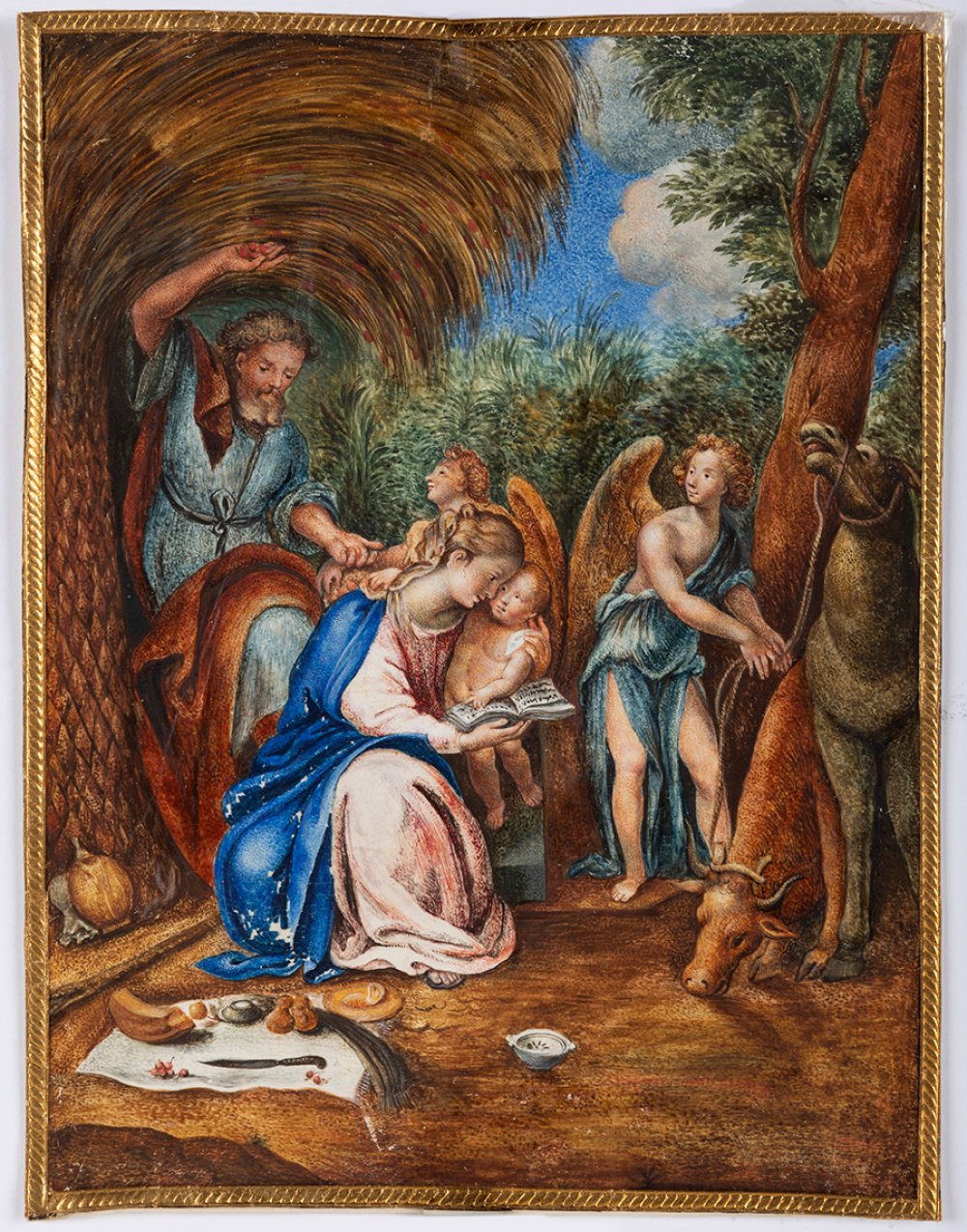 Spanish School of the first half of the 18th century."Flight into Egypt".Watercolour on parchment. - Image 2 of 4