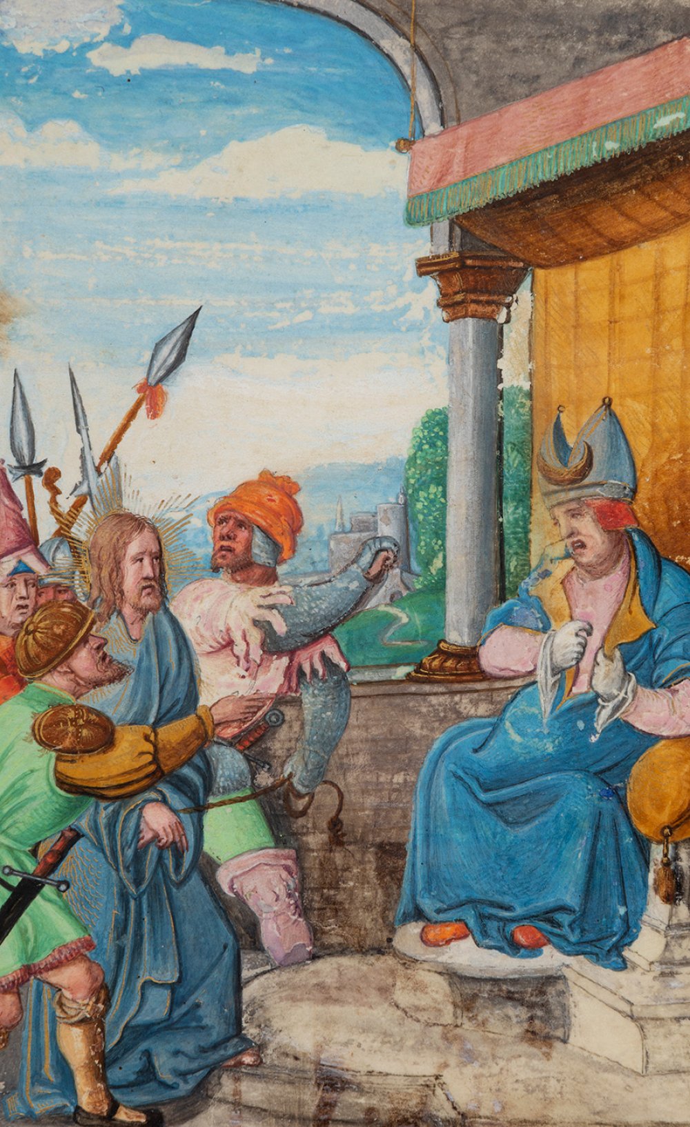 Italian School of the first half of the 16th century."Presentation before Caiaphas".Watercolour on - Image 3 of 3