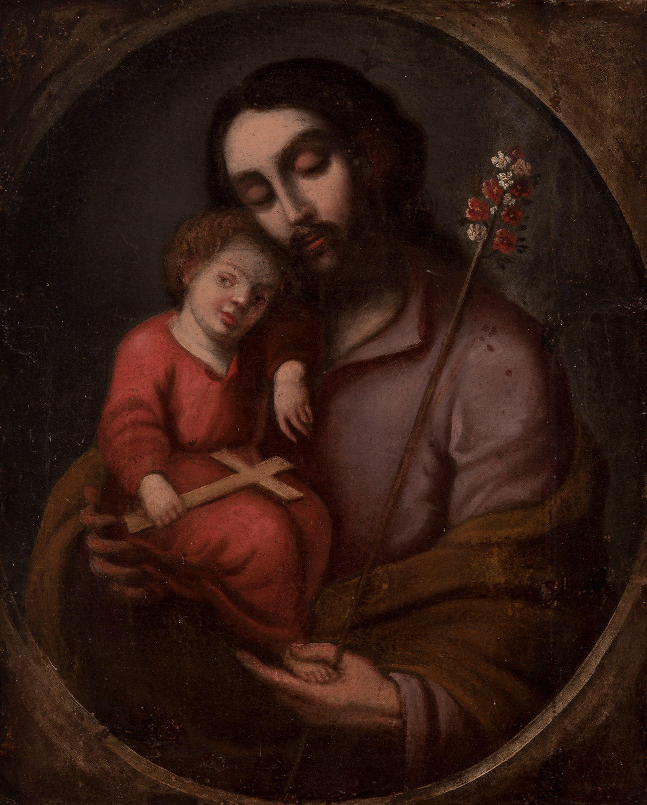 Novo-Hispanic School; second half of the 18th century."Saint Joseph with Child".Oil on canvas.It