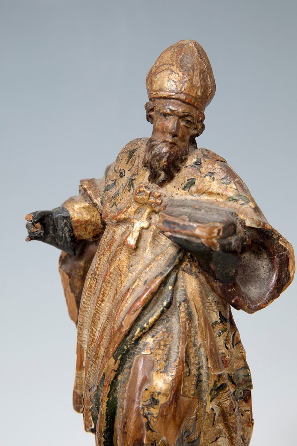 Spanish or Italian school; first half of the 18th century."Saint Augustine of Hippo".Carved, - Image 2 of 6