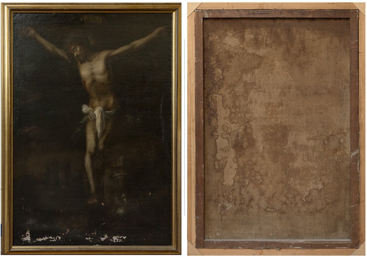 Andalusian school of the 18th century."The Crucified Lord".Oil on canvas.Measurements: 154 x 105 cm; - Image 4 of 7