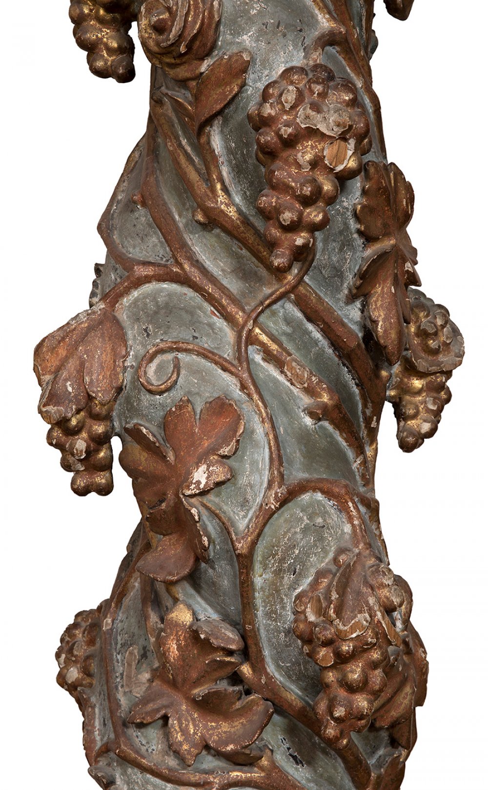 Solomonic column; Late 17th century.Carved, gilded and polychromed wood.The gilding and polychromy - Image 7 of 7
