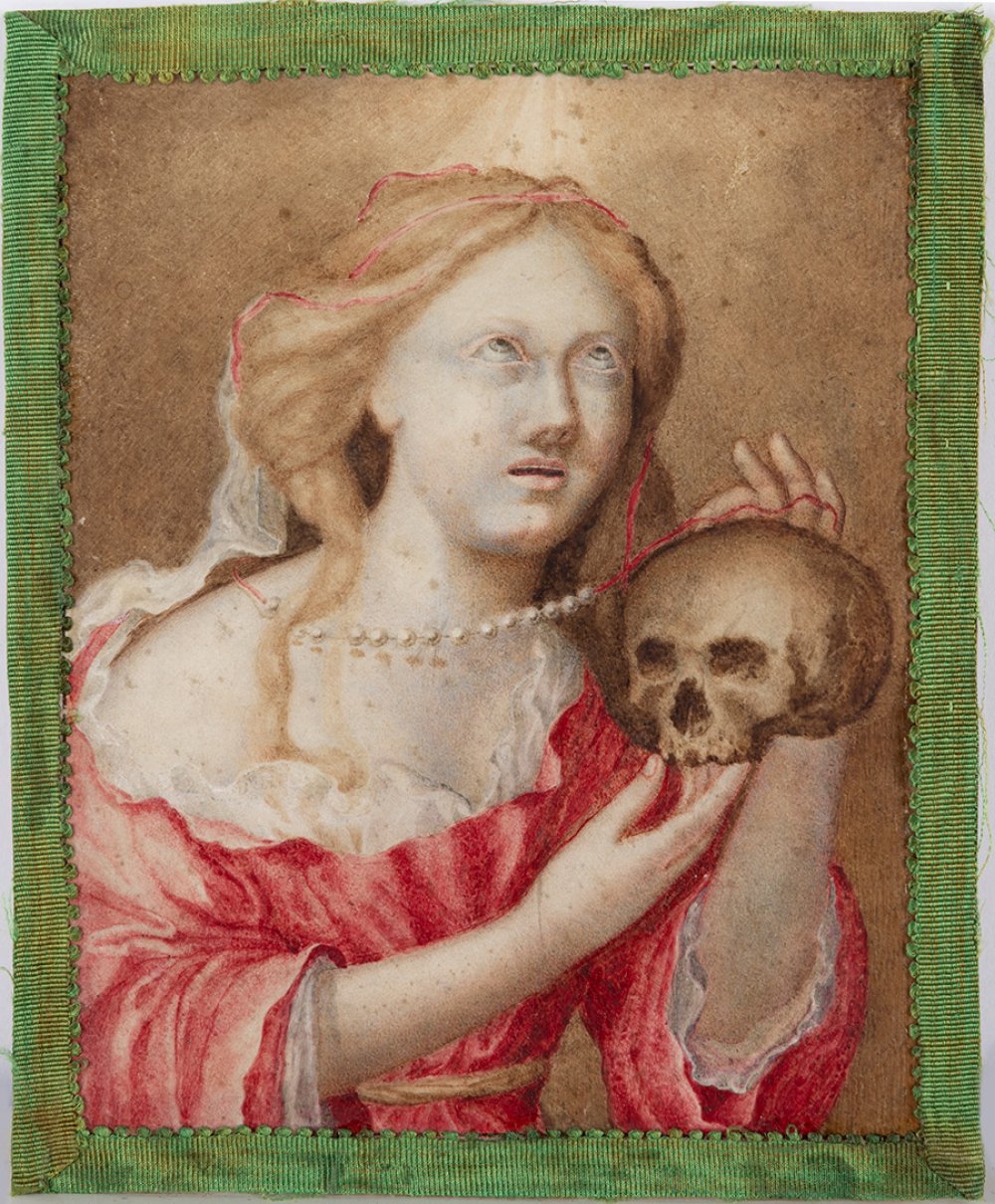 French School of the 17th century."Vanitas".Watercolour on parchment.Measurements: 13 x 10,5 cm ( - Image 2 of 3