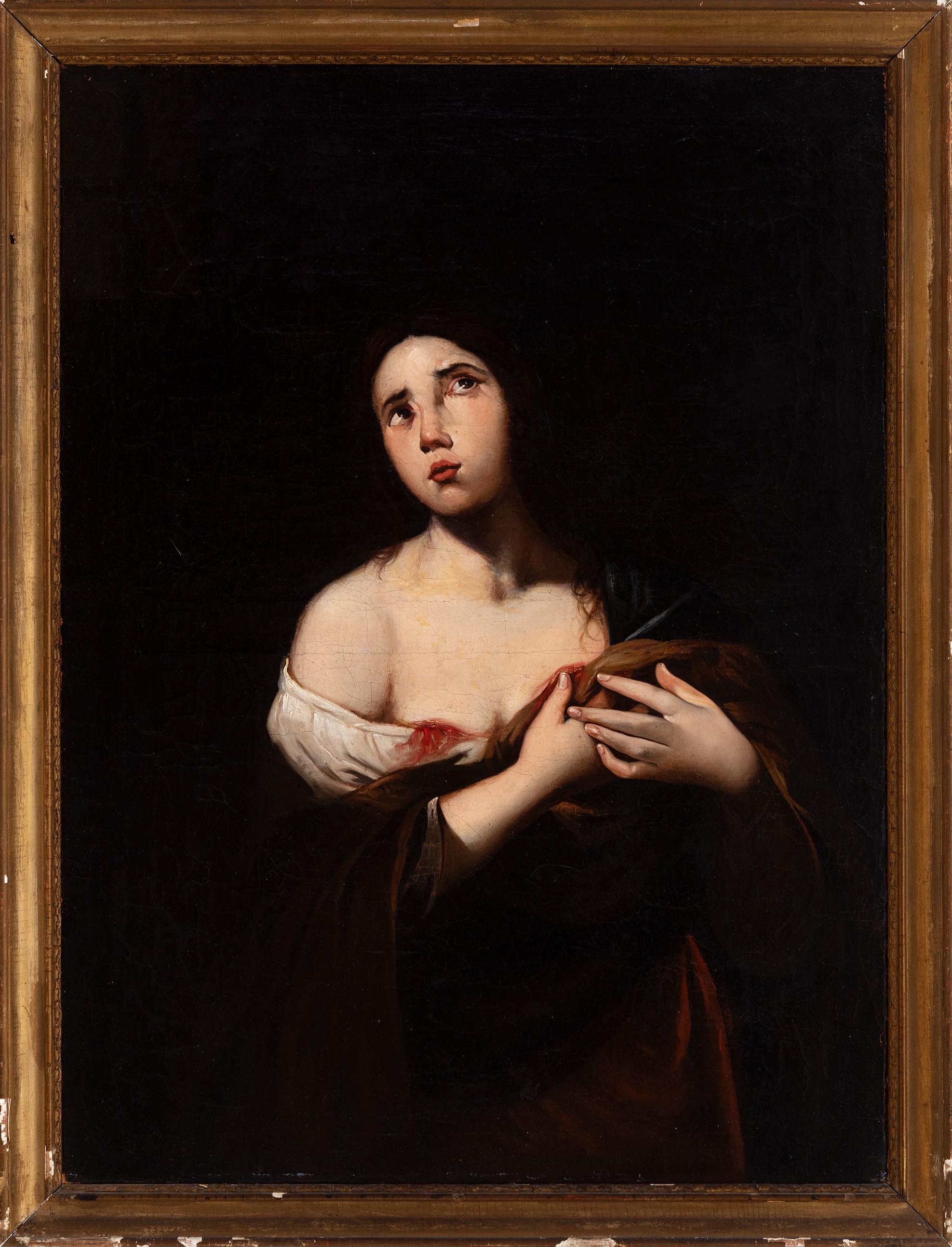 Spanish School; 19th century."Saint Agatha".Oil on canvas.It has a 20th century frame. - Image 4 of 5