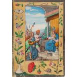 Italian School of the first half of the 16th century."Presentation before Caiaphas".Watercolour on