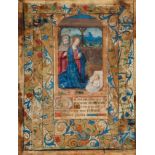 French School: 15th century."The Virgin and Child in the Manger".Watercolour on parchment.It has