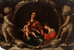 Madrid school; late 17th century."The mystical nuptials of Saint Catherine".Oil on canvas.It