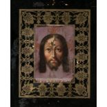 17th century Spanish school."The Holy Face".Oil on copper.Andalusian gilt frame. 19th century