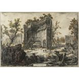 GIOVANNI BATTISTA PIRANESI (Mogliano Veneto, 1720 - Rome, 1778)."Veduta degli avanzi delle Fabbriche