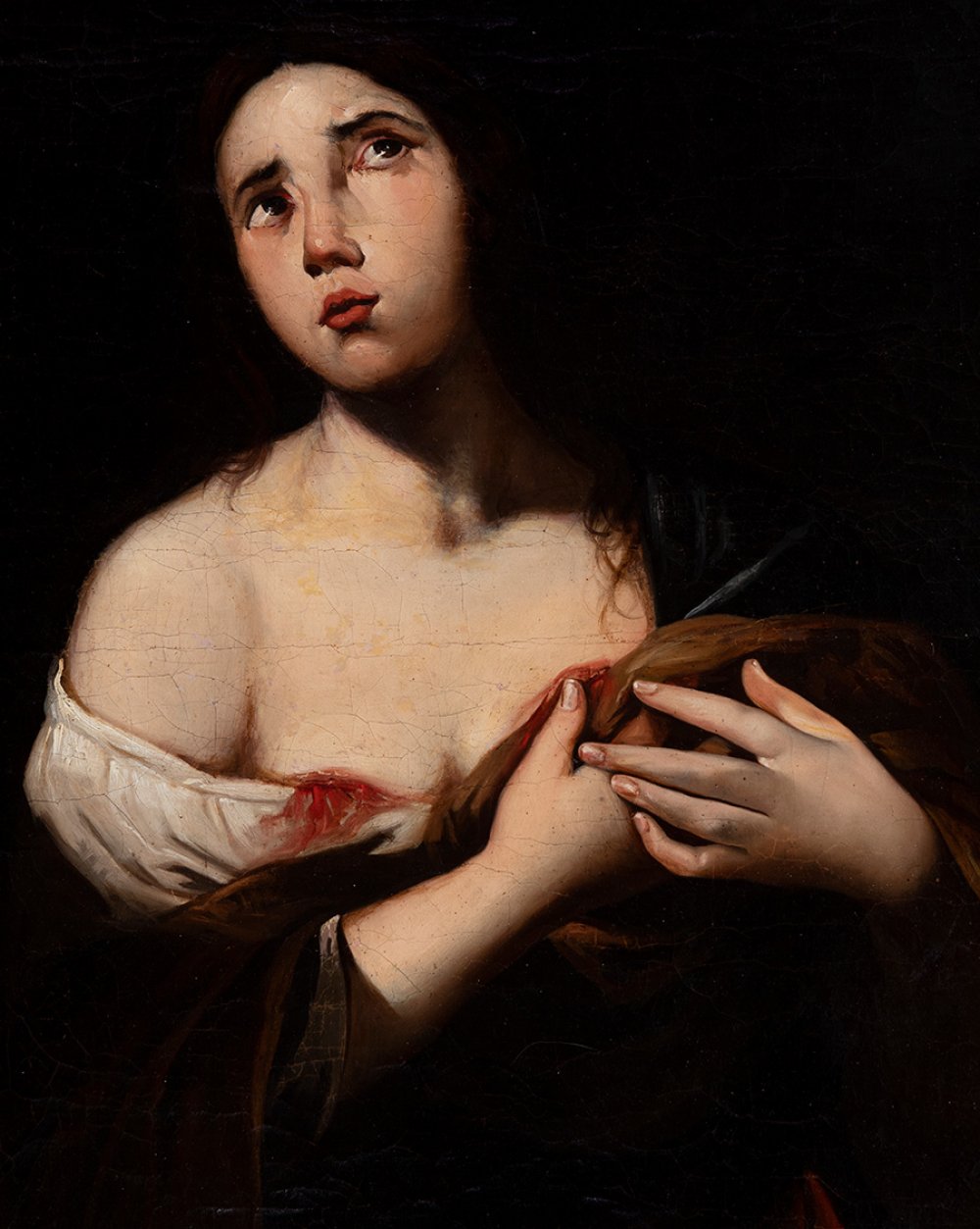 Spanish School; 19th century."Saint Agatha".Oil on canvas.It has a 20th century frame. - Image 3 of 5