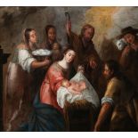 Andalusian school of the second half of the 17th century."The Adoration of the Shepherds".Oil on