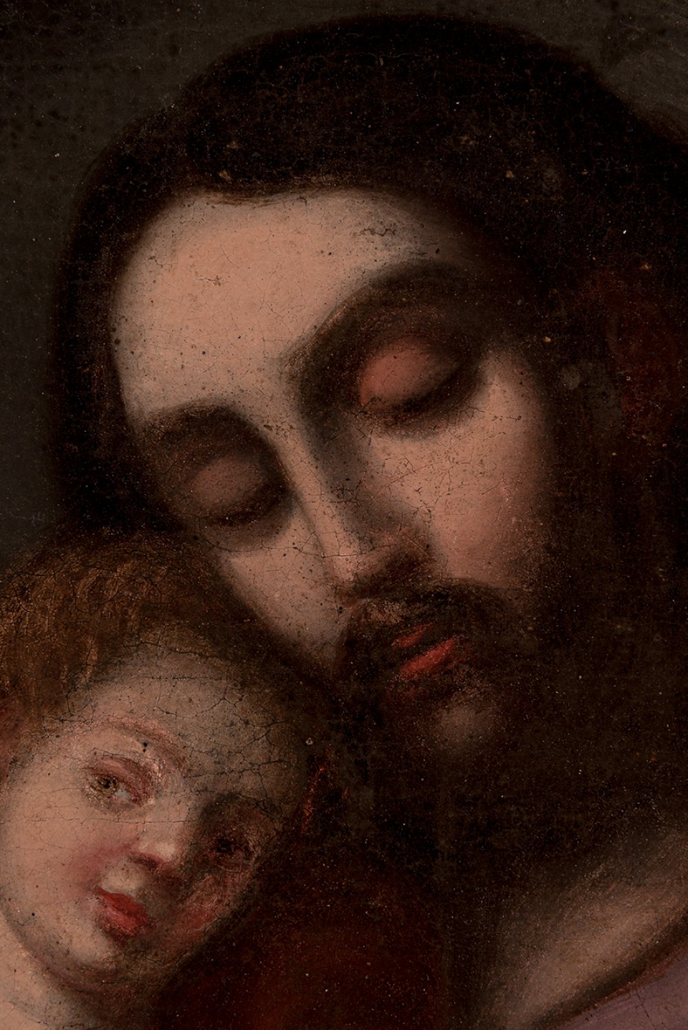 Novo-Hispanic School; second half of the 18th century."Saint Joseph with Child".Oil on canvas.It - Image 5 of 6