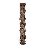 Solomonic column; Late 17th century.Carved, gilded and polychromed wood.The gilding and polychromy