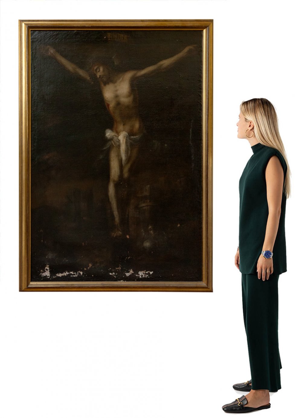 Andalusian school of the 18th century."The Crucified Lord".Oil on canvas.Measurements: 154 x 105 cm; - Image 6 of 7