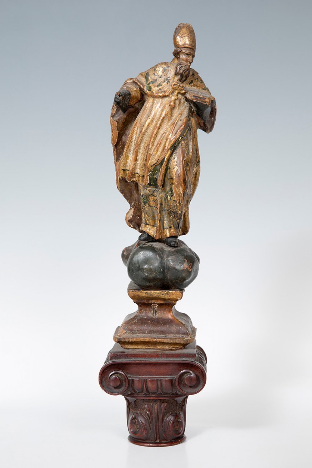 Spanish or Italian school; first half of the 18th century."Saint Augustine of Hippo".Carved, - Image 5 of 6