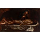 Spanish school; 1700."Reclining Christ".Oil on canvas.It presents restorations.Measurements: 103 x