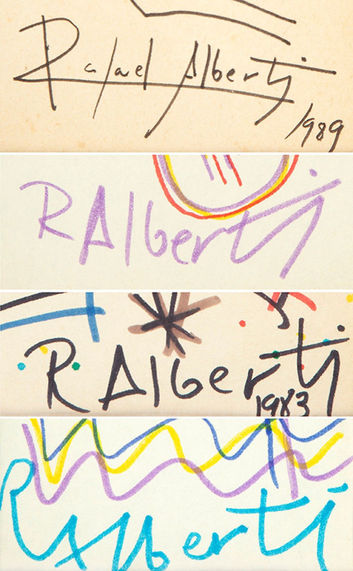 RAFAEL ALBERTI (El Puerto de Santa María, Cádiz, 1902 - 1999).Untitled, 1980s.Four ink drawings on - Image 2 of 5