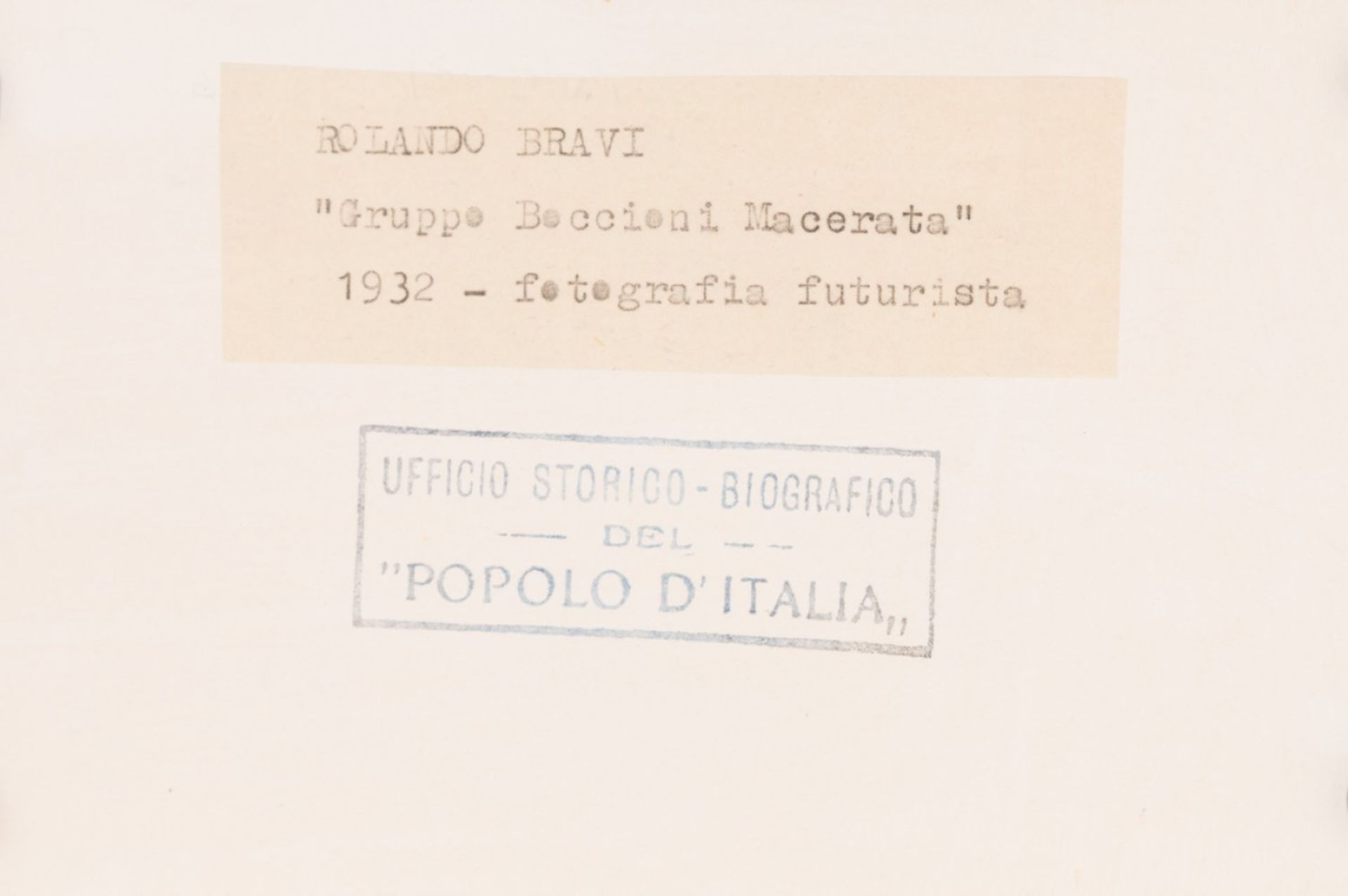 ROLANDO BRAVI (Italy, 20th century)."Gruppo Boccioni Macerata.Photograph.With stamp on the back of - Bild 4 aus 4