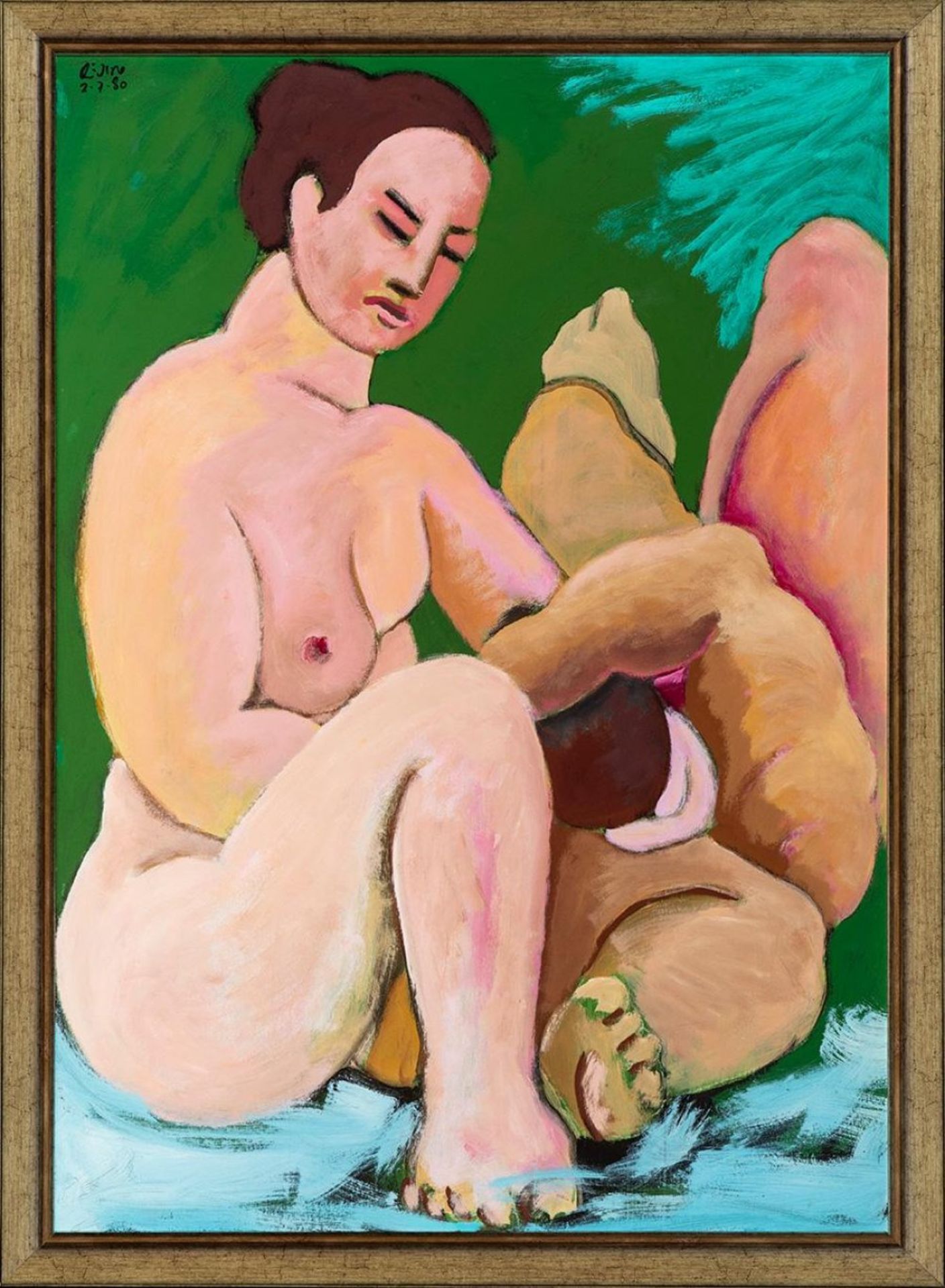 MANOLO QUEJIDO (Seville, 1946)."Nudes", 1980.Oil on cardboard adhered to board.Signed and dated 2- - Bild 5 aus 5