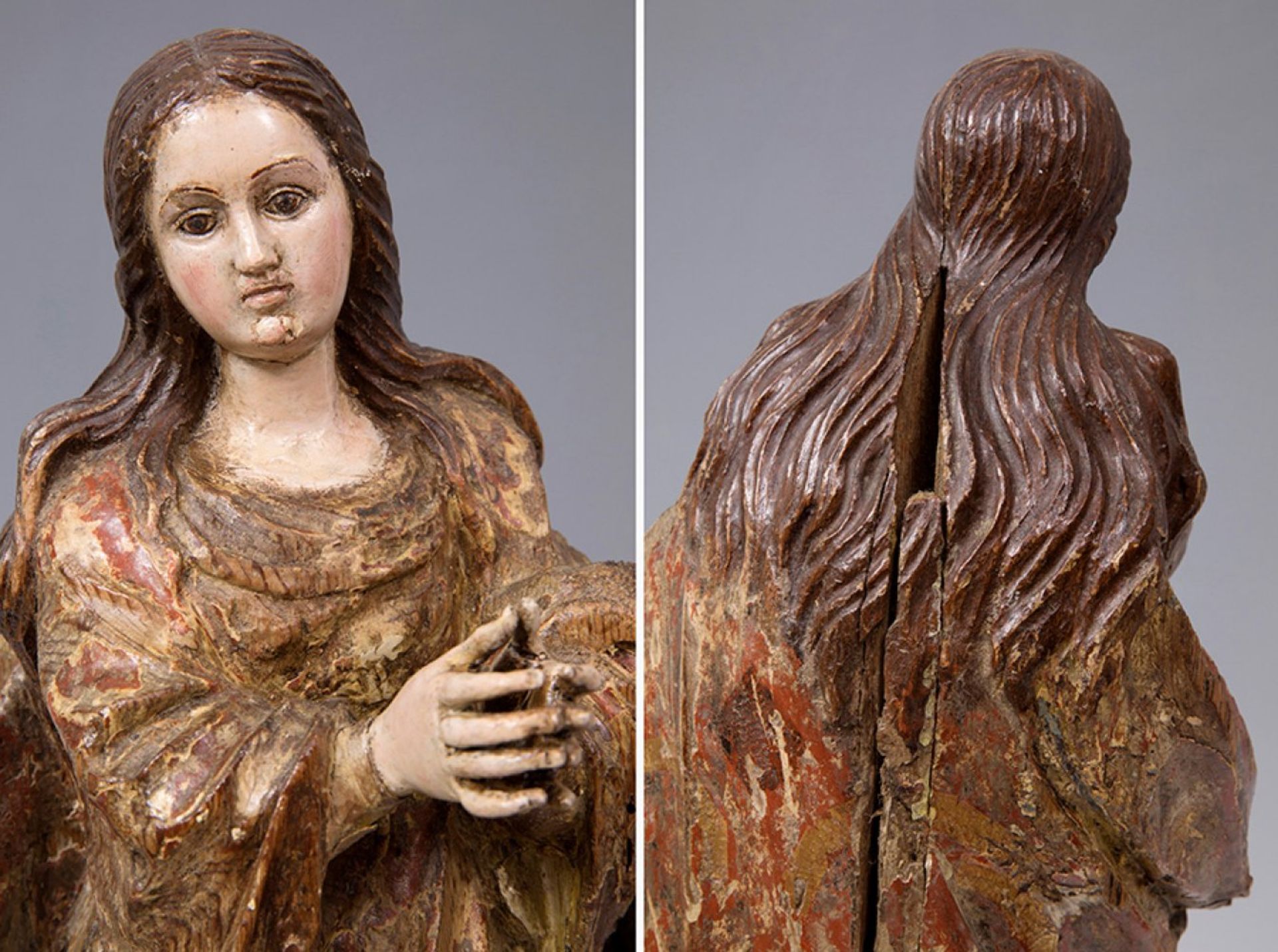 Granada school; late 17th century."Immaculate Conception".Carved and polychromed wood.It has - Bild 6 aus 6