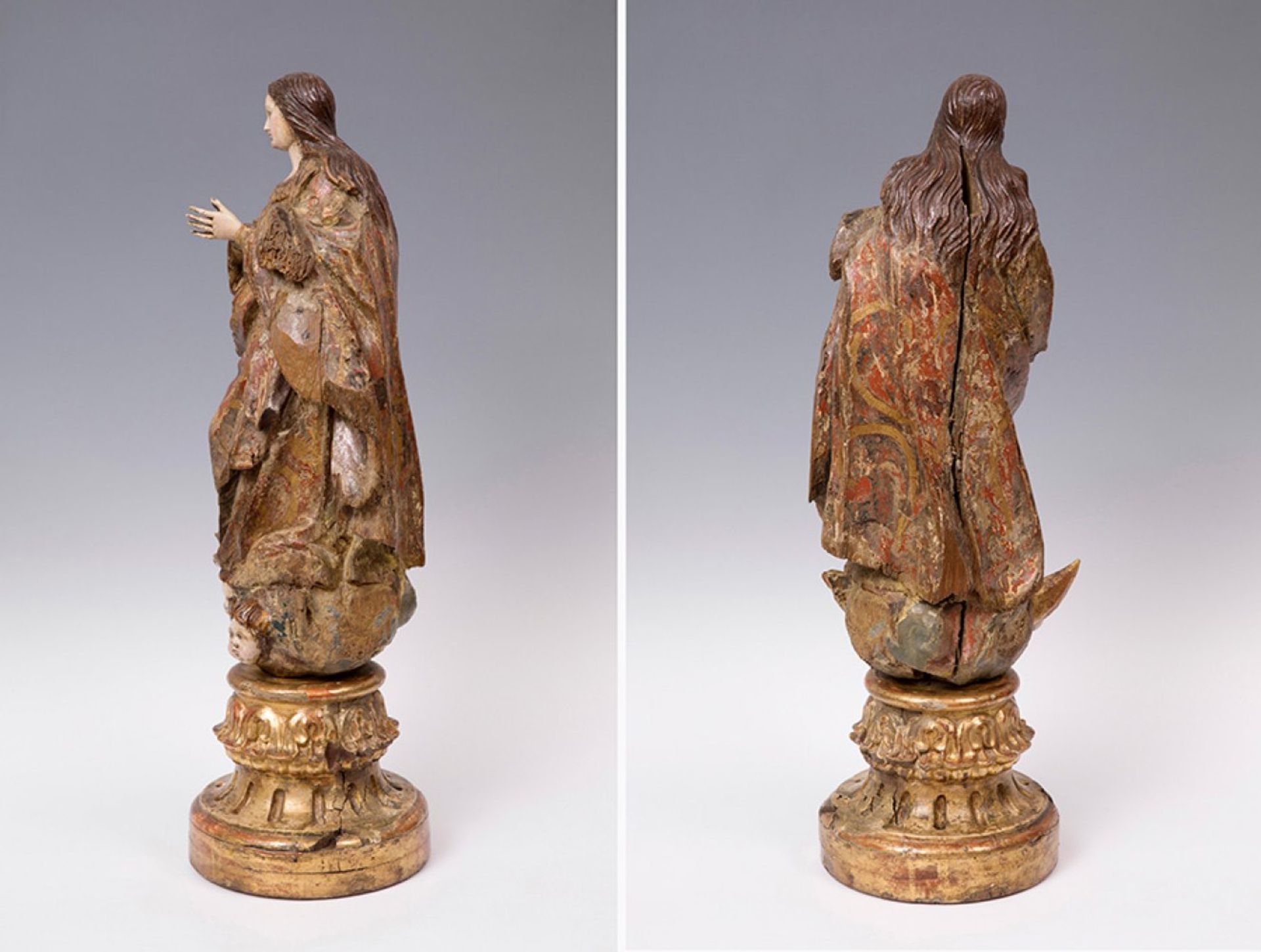 Granada school; late 17th century."Immaculate Conception".Carved and polychromed wood.It has - Bild 3 aus 6