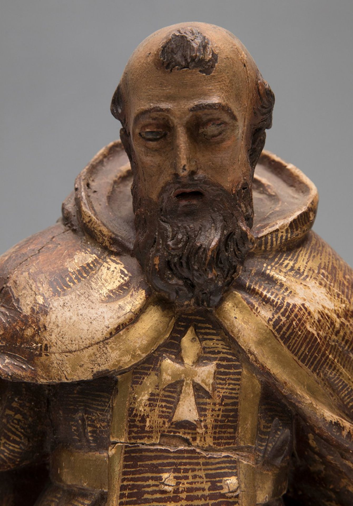 Spanish school; second half of the 17th century."Saint Anthony Abbot".Polychrome carved wood.It - Image 7 of 7