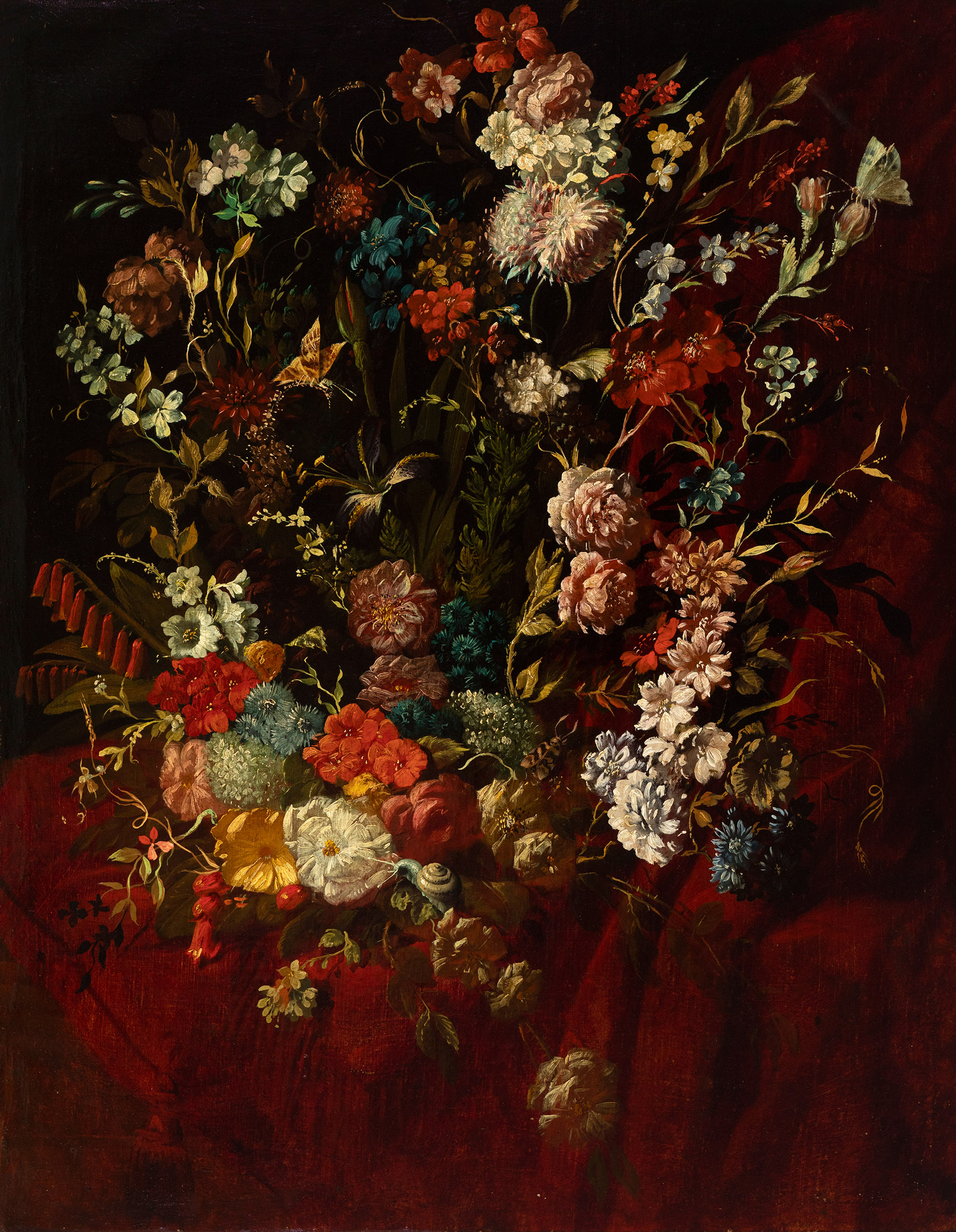 Spanish school of the 18th century."Still life with flowers".Oil on canvas.With frame ca. 1830.Size: