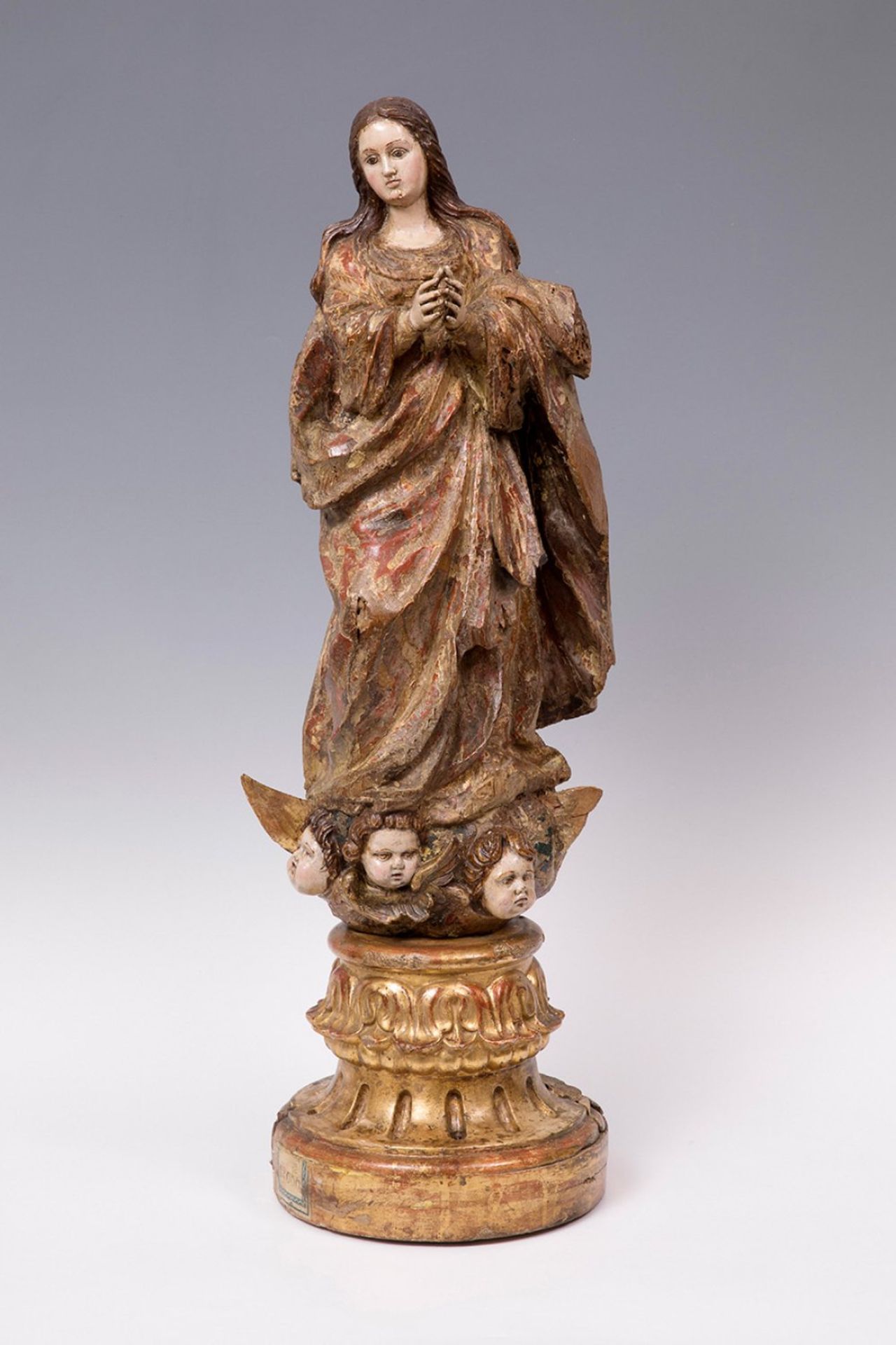 Granada school; late 17th century."Immaculate Conception".Carved and polychromed wood.It has - Bild 5 aus 6
