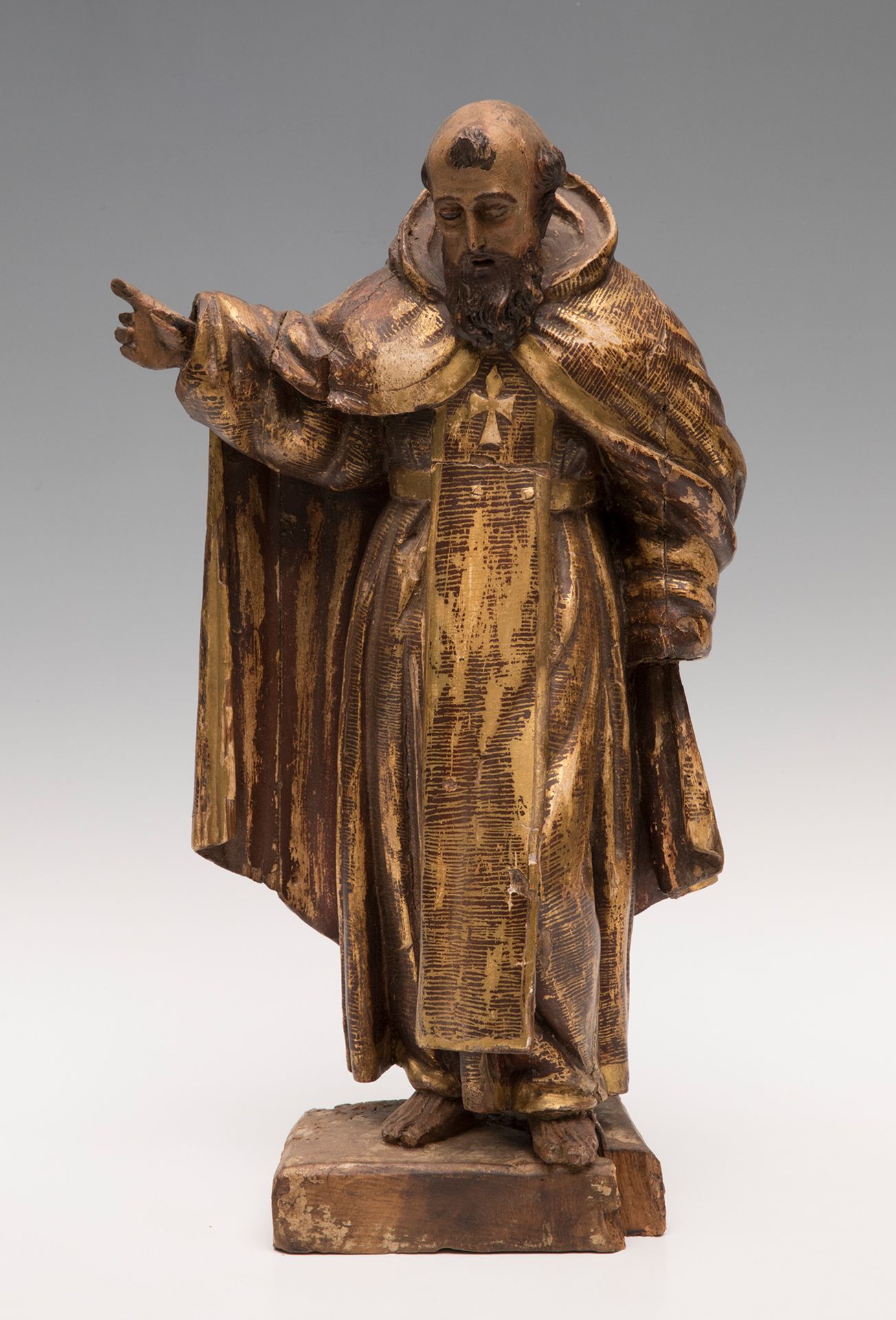 Spanish school; second half of the 17th century."Saint Anthony Abbot".Polychrome carved wood.It