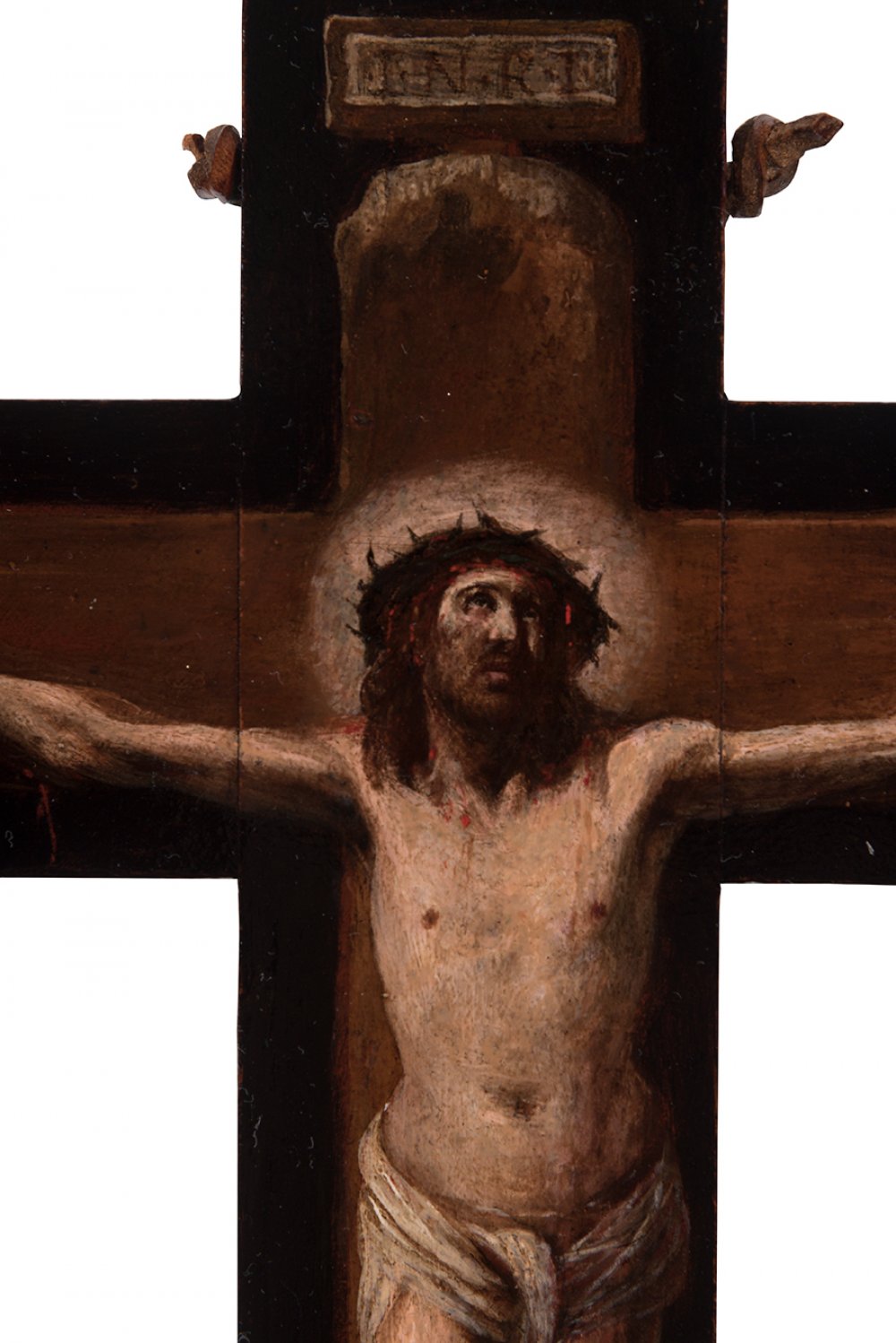 Spanish school; mid-17th century."Christ crucified".Oil on panel.Measurements: 44 x 28 cm.This - Image 3 of 5
