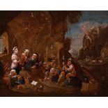 Dutch school; 17th century."The Temptations of Saint Anthony Abbot".Oil on canvas. Re-retouched.It
