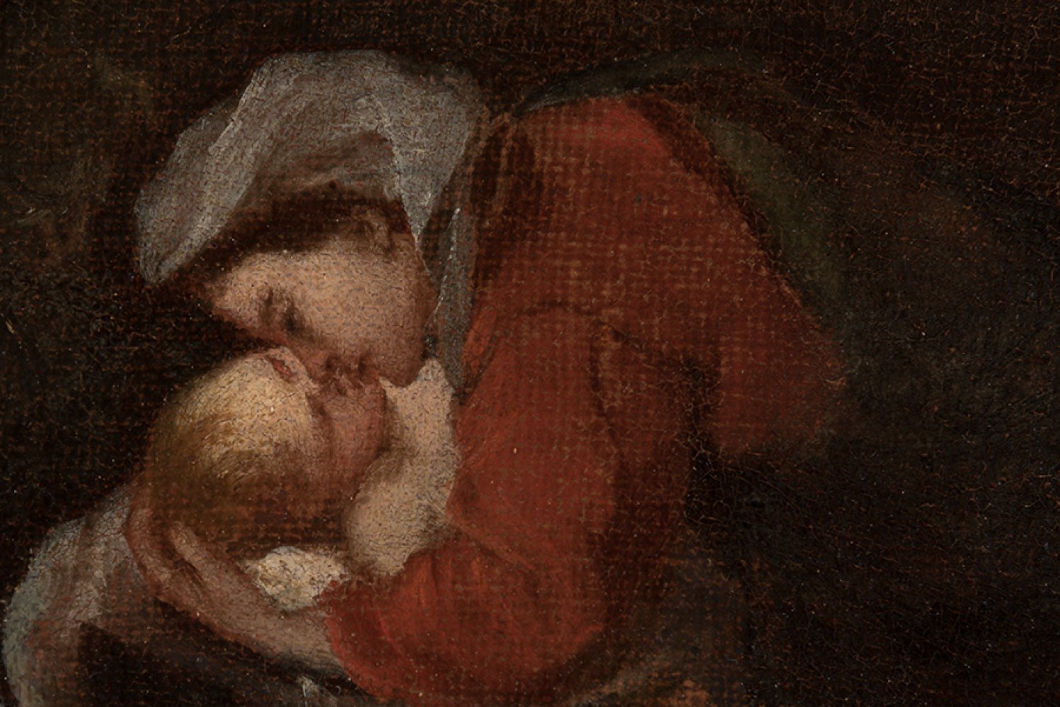 Neapolitan school; 17th century."Resting from the Flight into Egypt".Oil on oval canvas.It - Image 4 of 6