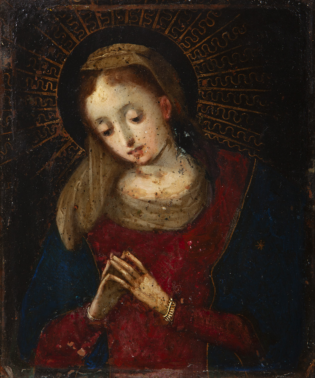 Flemish school of the 17th century."Virgin of the Annunciation".Oil on copper.Measurements: 17 x