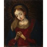 Flemish school of the 17th century."Virgin of the Annunciation".Oil on copper.Measurements: 17 x