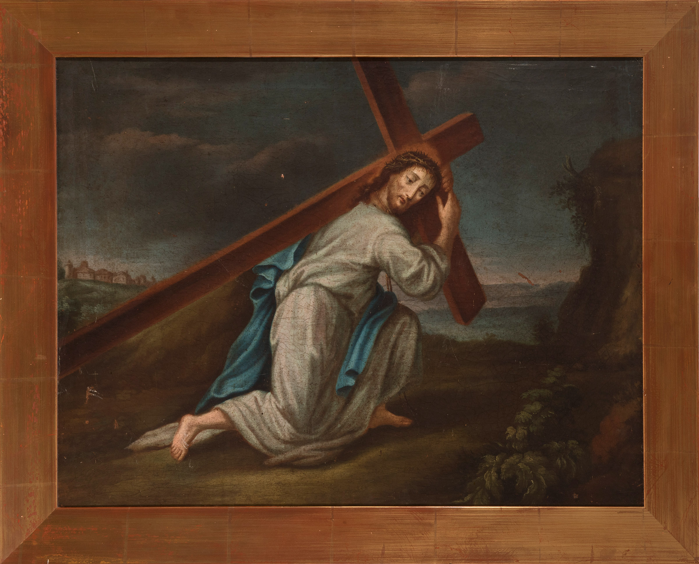 Spanish school; 18th century."Christ on the way to Calvary".Oil on canvas.Preserves its original - Image 2 of 4