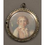 French school; circa 1790."Portrait of a gentleman.Gouache on vellum mounted on a silver cover