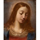 Spanish or Italian school; 17th century."Bust of the Virgin.Oil on canvas. Re-drawn.The canvas of
