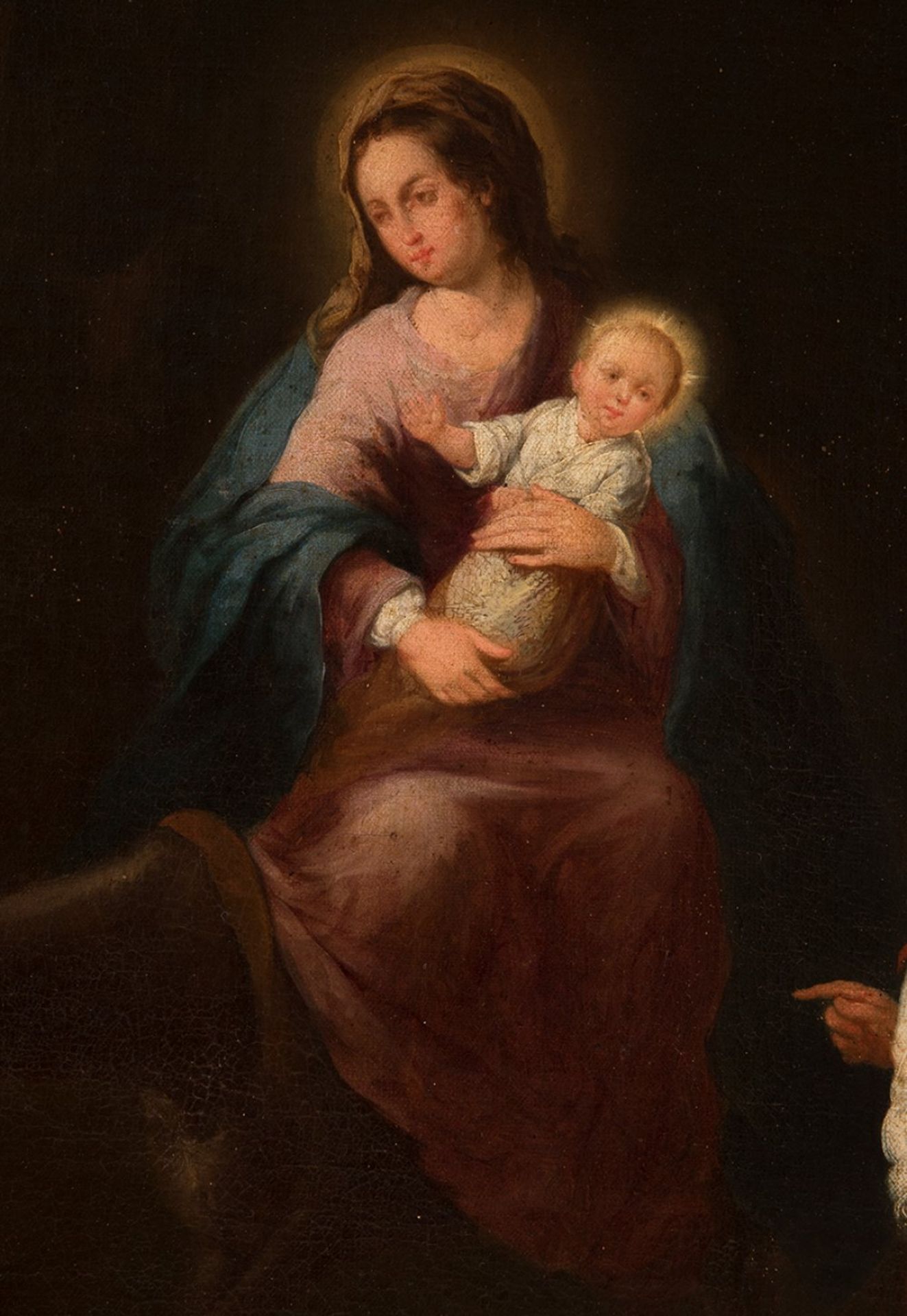 Andalusian school; 18th century."Rest during the flight to Egypt".Oil on canvas. Re-drawn.It - Bild 5 aus 5